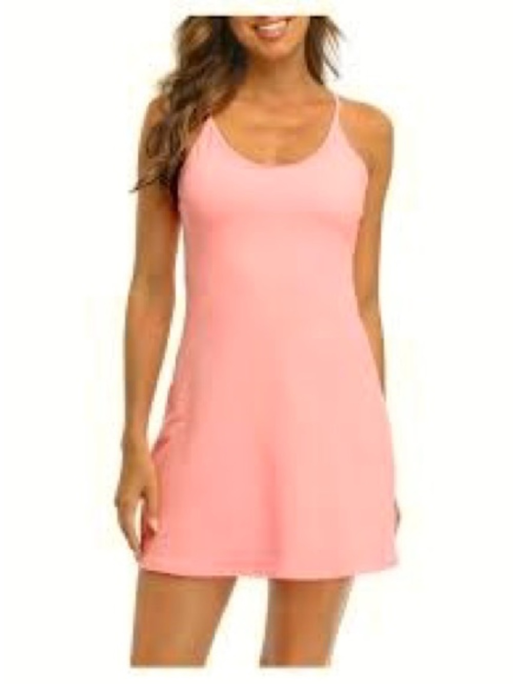 Unbranded peachy pink tennis dress with built in shorts and bra XL